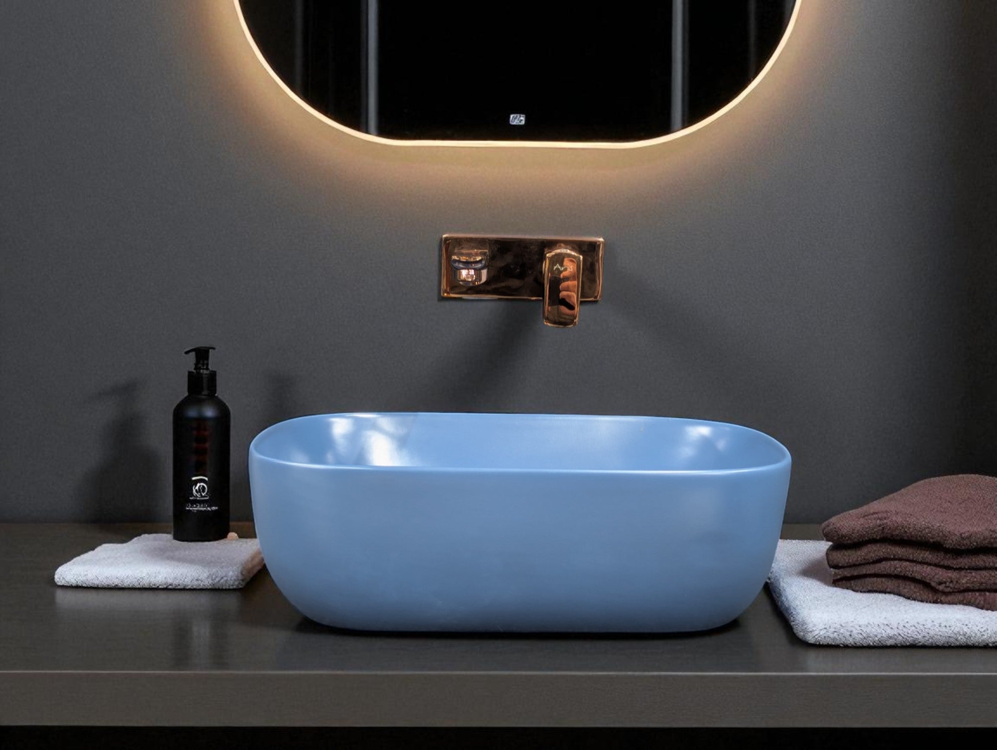 DELTA Table Top Premium Designer Ceramic Wash Basin(Blue-1) (18*13*5)(Blue-1) Table Top Basin (White)