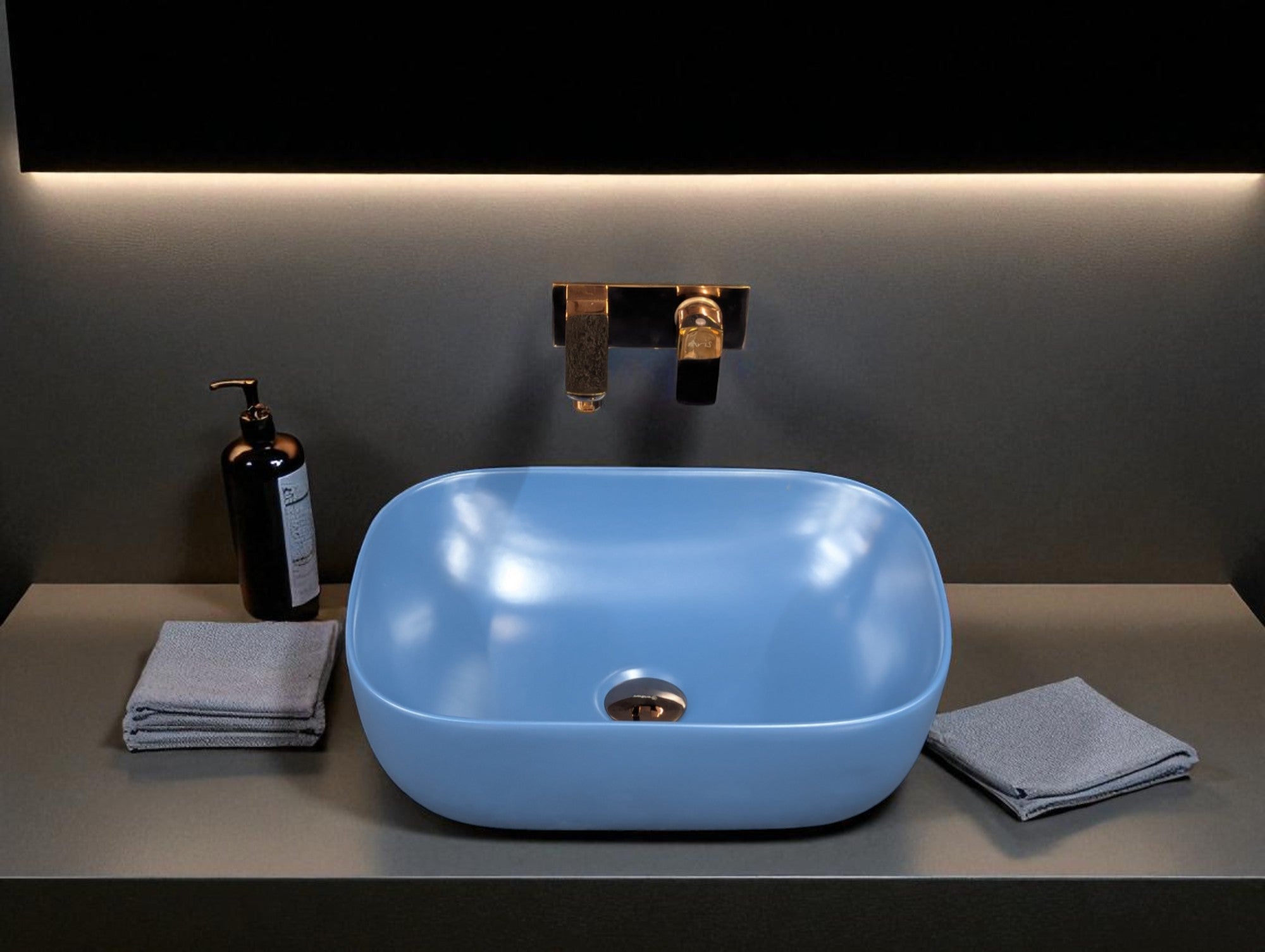 DELTA Table Top Premium Designer Ceramic Wash Basin(Blue-1) (18*13*5)(Blue-1) Table Top Basin (White)
