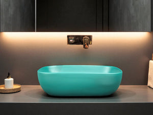 DELTA Premium Designer Ceramic Wash Basin(Rich Green) (18*13*5) Table Top Basin