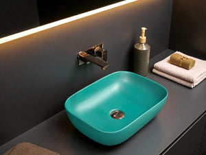 DELTA Premium Designer Ceramic Wash Basin(Rich Green) (18*13*5) Table Top Basin