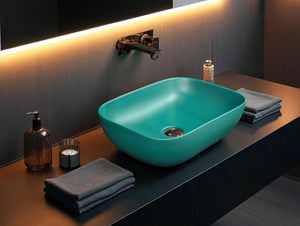 DELTA Premium Designer Ceramic Wash Basin(Rich Green) (18*13*5) Table Top Basin