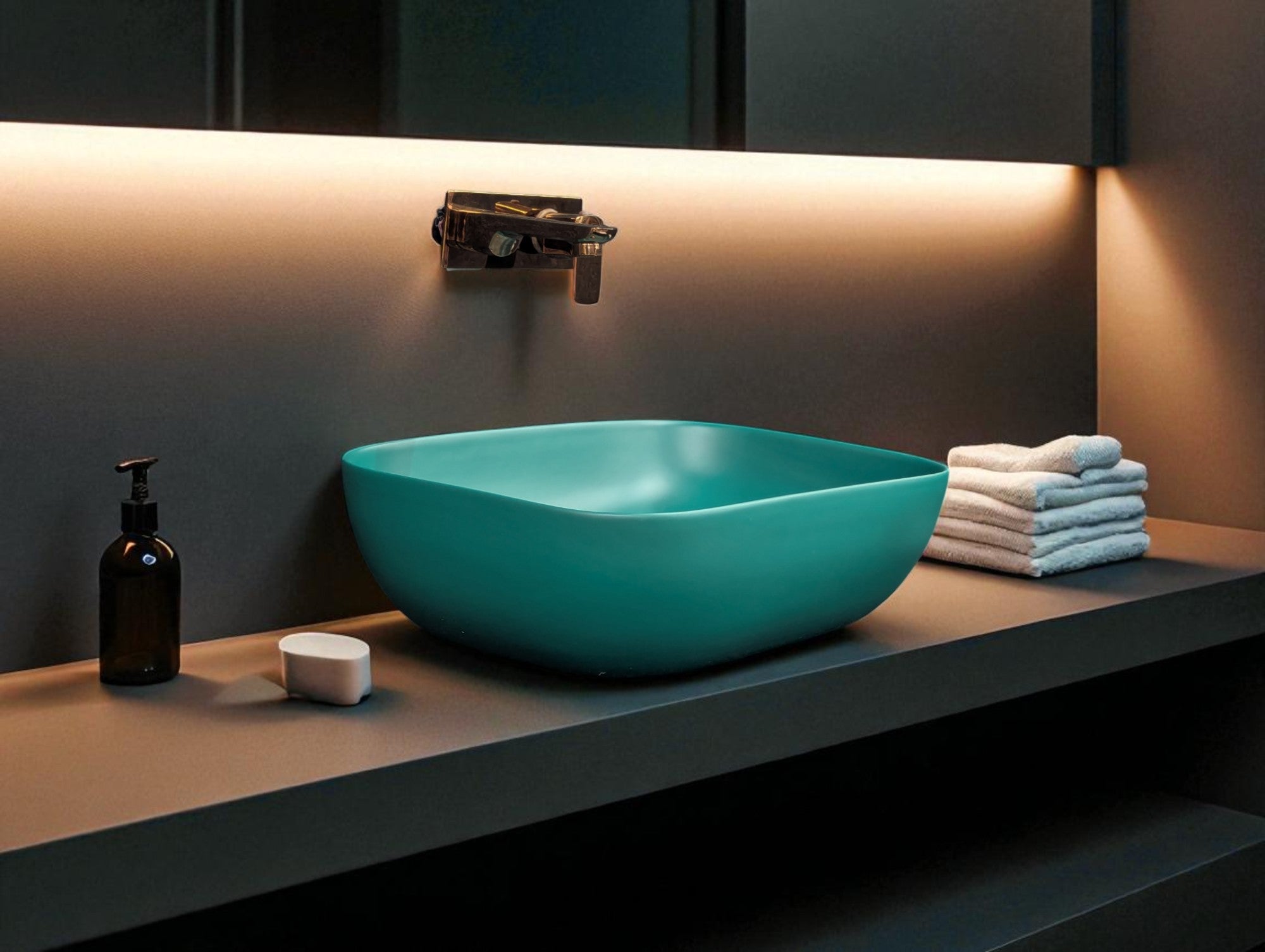 DELTA Premium Designer Ceramic Wash Basin(Rich Green) (18*13*5) Table Top Basin