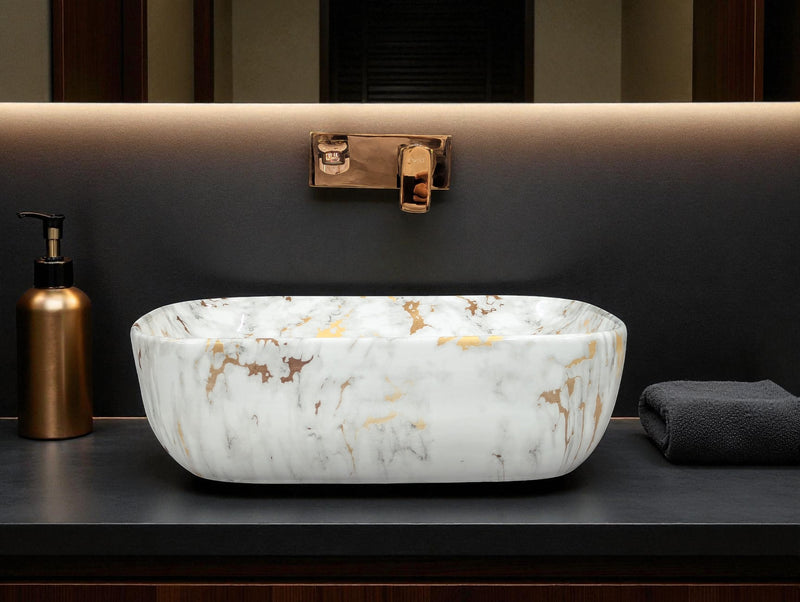 DELTA Premium Designer Ceramic Wash Basin(M01) (18x13x6)(M1001) Table Top Basin