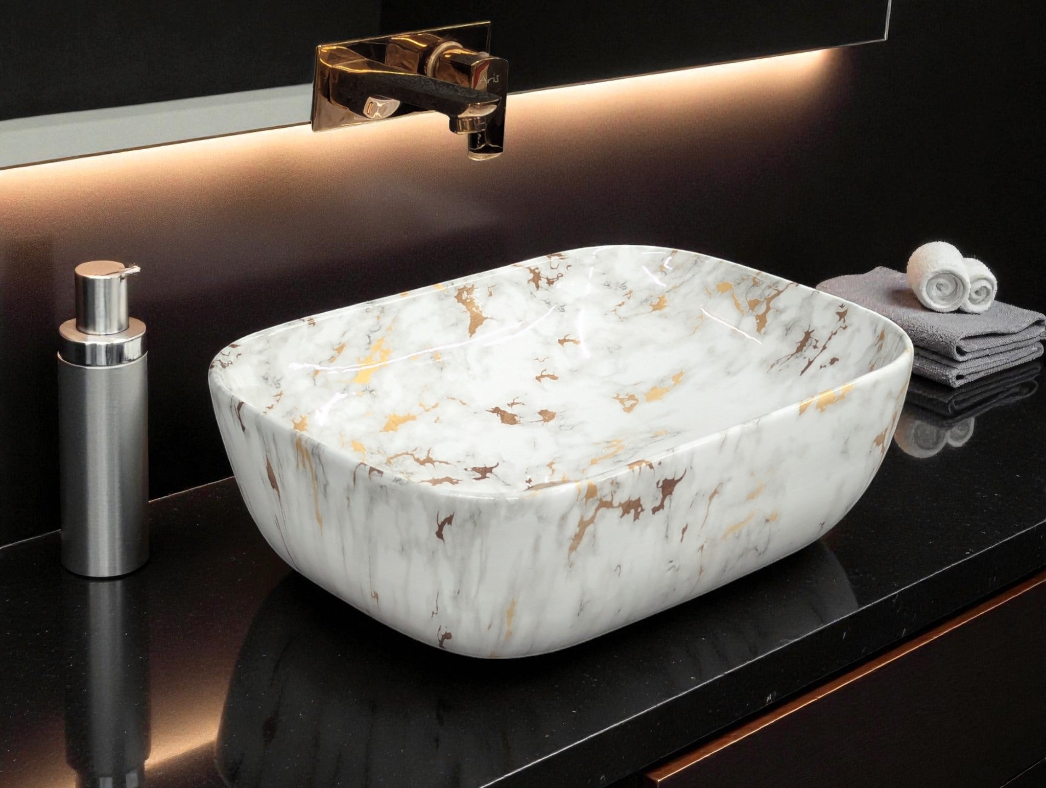 DELTA Premium Designer Ceramic Wash Basin(M01) (18x13x6)(M1001) Table Top Basin