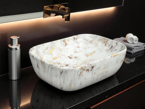 DELTA Premium Designer Ceramic Wash Basin(M01) (18x13x6)(M1001) Table Top Basin