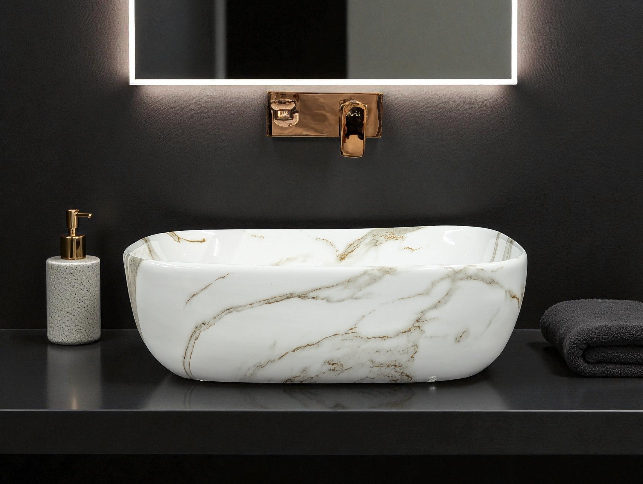 DELTA Premium Designer Ceramic Wash Basin(M34) (18x13x5)(M34) Table Top Basin (White)