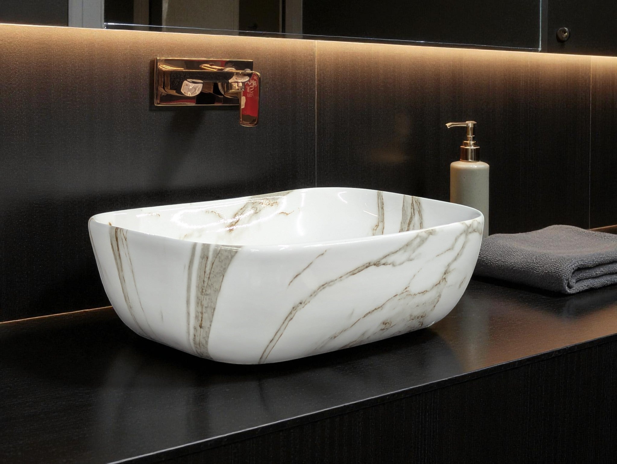 DELTA Premium Designer Ceramic Wash Basin(M34) (18x13x5)(M34) Table Top Basin (White)