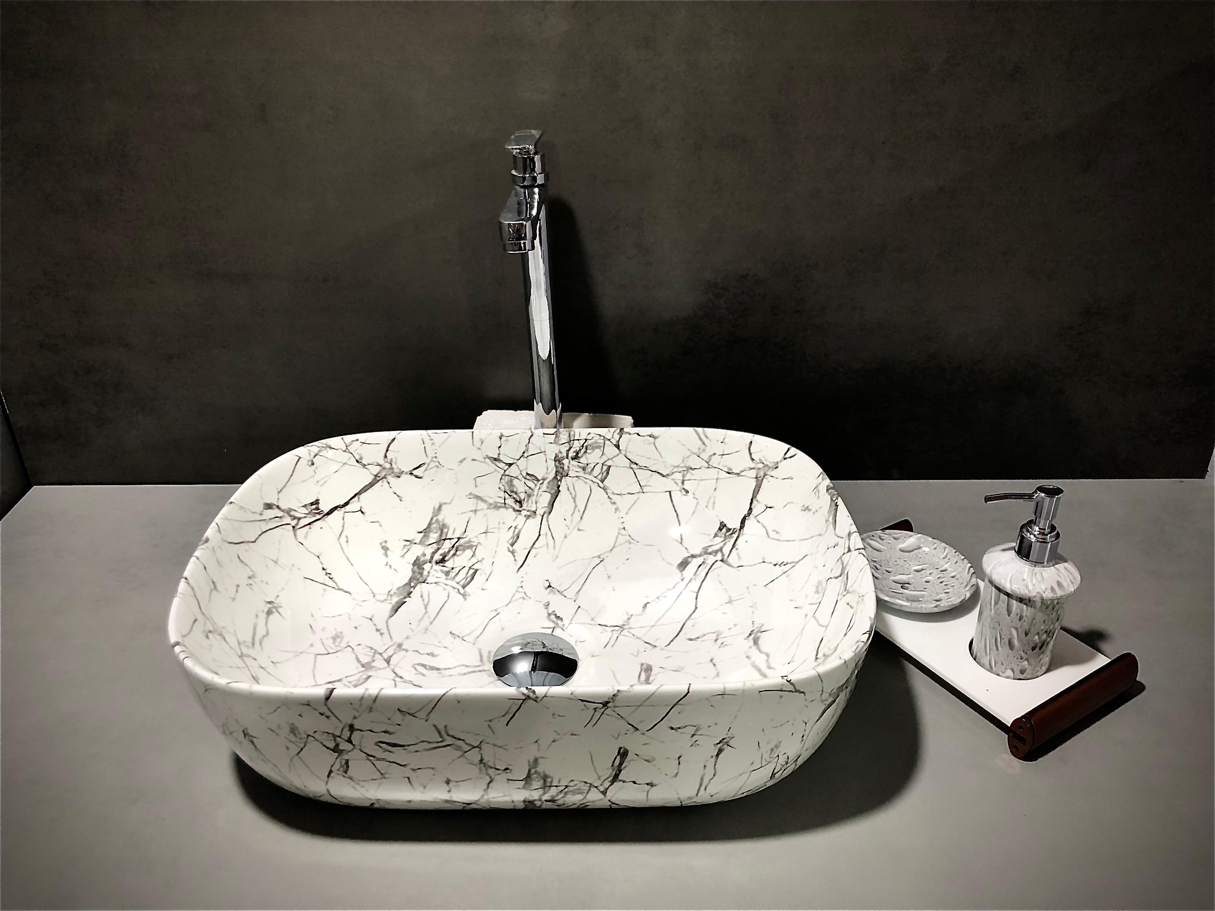 DELTA Big Size Imported Premium Designer Ceramic Wash Basin(M06) (18*13*5) Table Top Basin