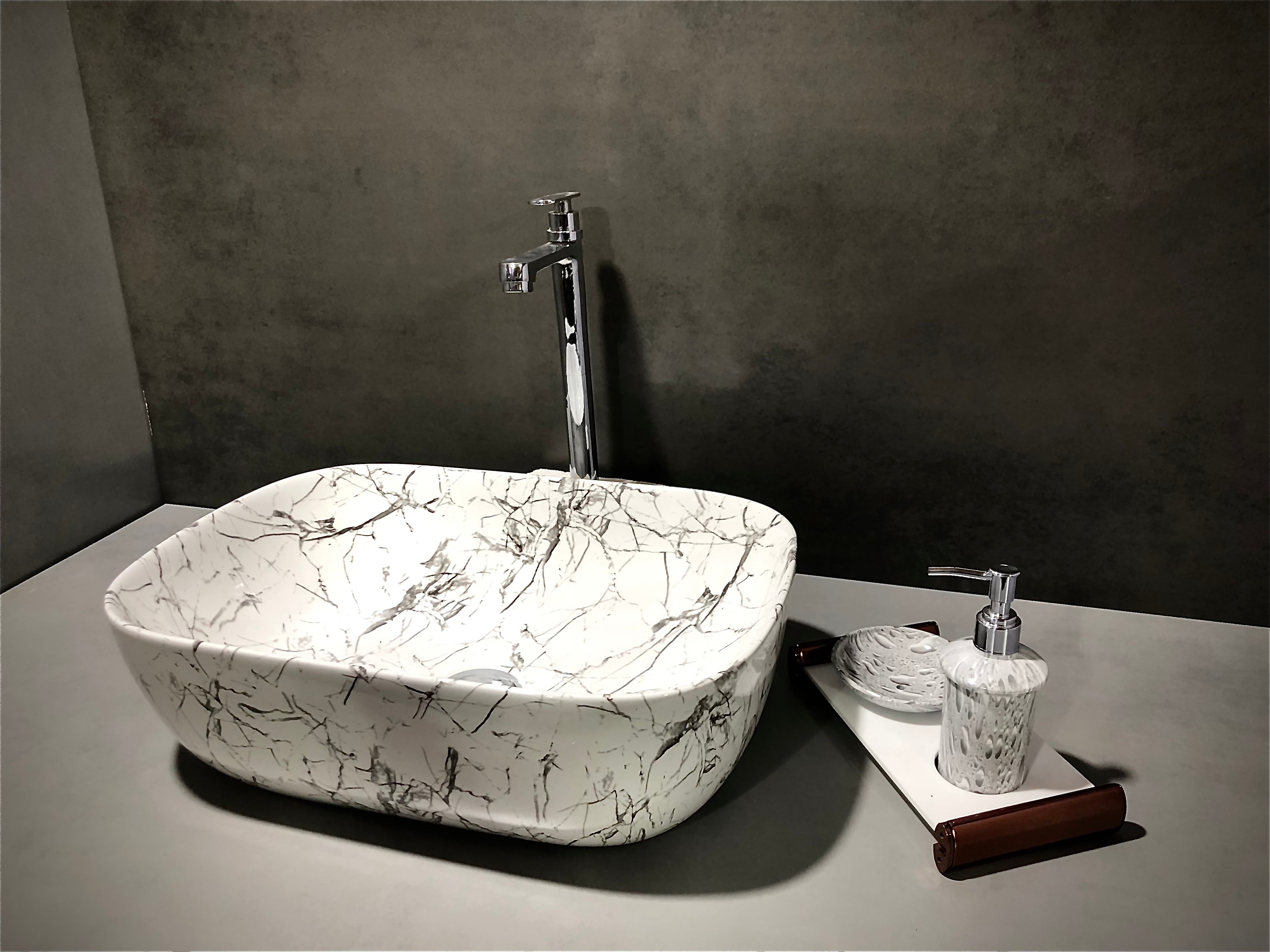 DELTA Premium Designer Ceramic Wash Basin(0006) (18x13x5)(0006) Table Top Basin  (White)