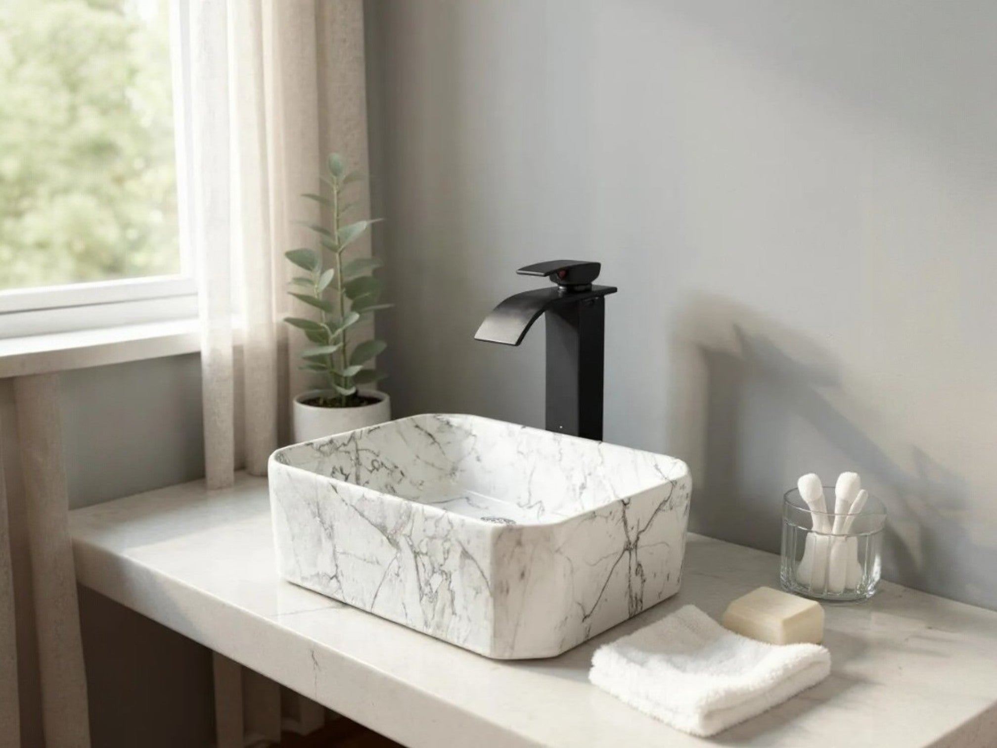 DELTA Premium Designer Ceramic Wash basin Glossy Finish (M-05) (16x12x5) Table Top Basin (M-05)