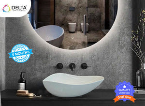 Delta Premium Designer Ceramic Wash Basin(White)with Waste Pipe & Coupling set (21*14.5*5)(White) Table Top Basin  (White)